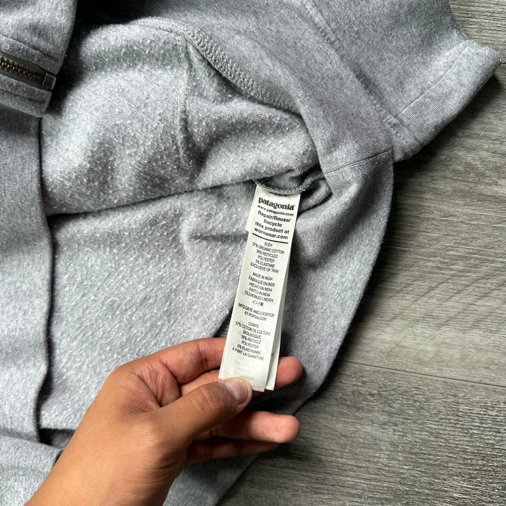 Patagonia Mens Full Zip Hoodie Size XL Gray Organic Cotton